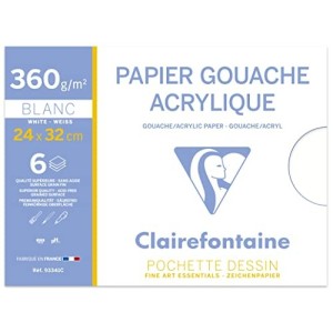 Blocco ClaireFontaine Carta pittura gouache e acrilica 6ff 360gr 24x32