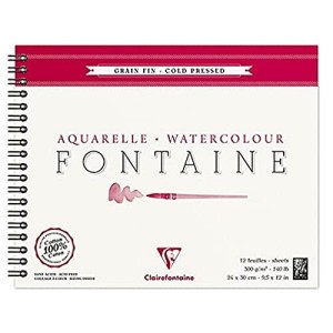 Album rilegato in filo di acquarello 100% cotone Fontaine pressato a freddo 300 g 12 fogli 24x30 Clairefontaine