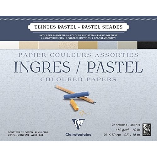 Blocco Ingres-Pastel incollato 24x30 130g colori assortiti 25F Clairefontaine