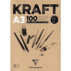 Blocco incollato Kraft marrone A3 100F 90g Clairefontaine