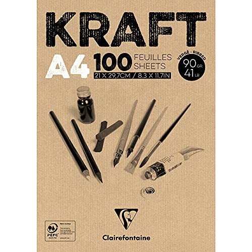 Blocco incollato Kraft marrone A4 100F 90g Clairefontaine