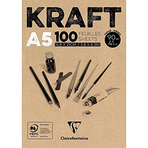 Blocco incollato Kraft marrone A5 100F 90g Clairefontaine