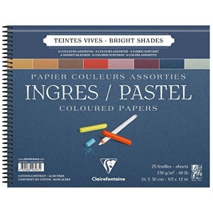 Blocco spirale Ingres-Pastel 24x30 130g colori brillanti assortiti 25F Clairefontaine