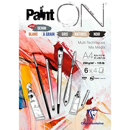 Paint'On Denim incollato in blocco A4 30F 250g 6 Colori Clairefontaine