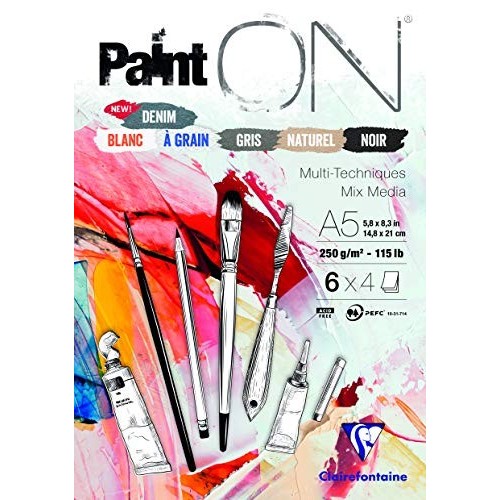 Paint'On Denim incollato in blocco A5 30F 250g 6 Colori Clairefontaine