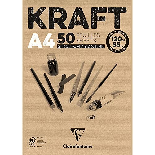 Blocco incollato Kraft marrone A4 50F 120g Clairefontaine