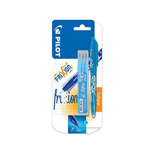 Penna roller con Tappo FriXion a inchiostro gel cancellabile + 3 refill inclusi nella confezione Turchese