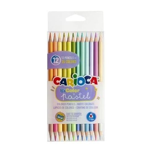 12 Pastelli Carioca bicolor Pastel 24 colori