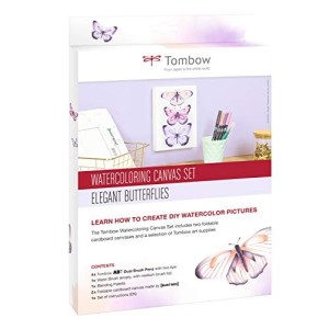 Set Watercoloring Canvas Elegant Butterflies Tombow