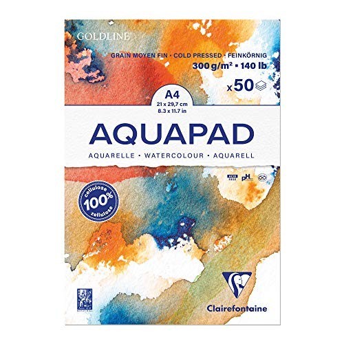 Blocco Goldline Aquapad A4 100% Cellulosa 300gr 50ff Clairefontaine