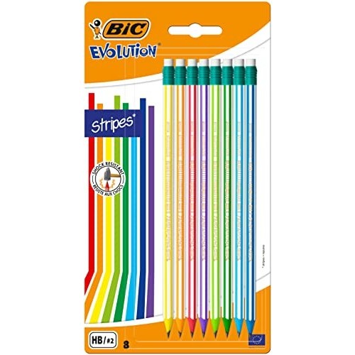 Blister 8 Matite Bic Evolution Stripes