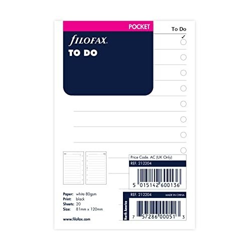 Ricambio Filofax To Do Pocket (81 x 120 mm) 20 fg