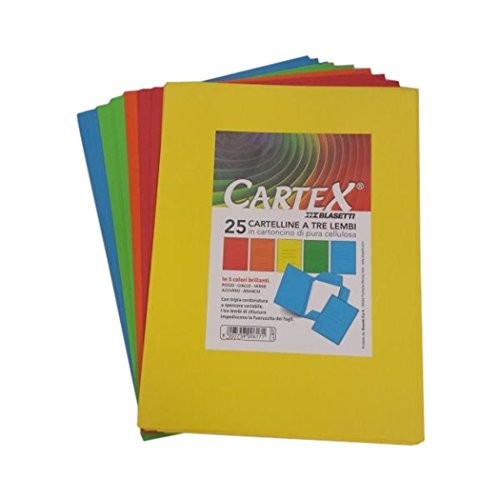 25 Cartelline 3 Lembi Cartex Blasetti Rosso