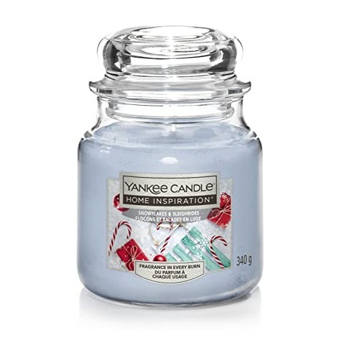 Yankee Candle Giara Media Fiocchi di Neve e Slitte 340gr