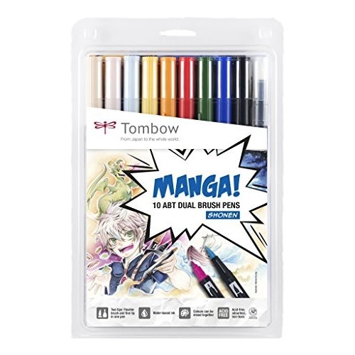 Astuccio 10pz ABT Dual Brush Manga Shonen Tombow