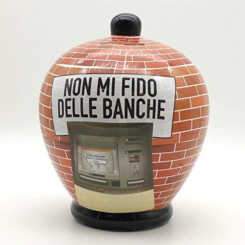 Virca Salvadanaio in Terra Cotta Non mi Fido delle Banche