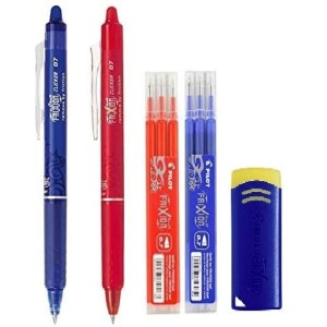 Pilot FriXion Ball Clicker - Penna gel roller a scatto cancellabile, (Set con penna blu, penna rossa, 3 refill blu, 3 refill ro