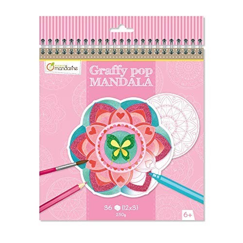 Blocco Graffy Pop Mandala 36 Modelli Pretagliati da Colorare, Femminile