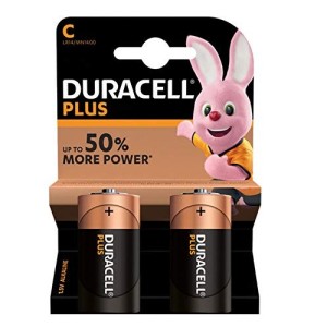 2 BATTERIE MEZZA TORCIA DURACELL C MN1400