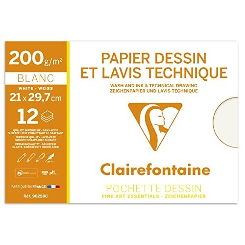 Blocco Clairefontaine Carta da Disegno Tecnico A4 12ff 200gr