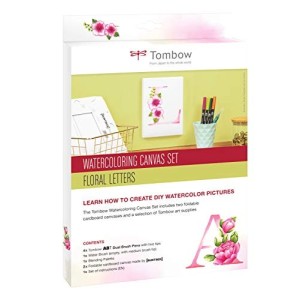 Set Watercoloring Canvas Floreal Letters Tombow