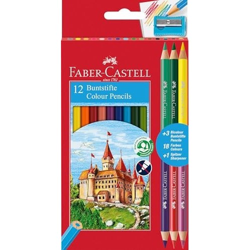 12+3 Pastelli Scolastici Faber-Castell con Temperamatite