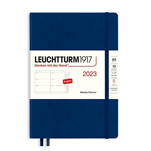 Agenda Settimanale Media A5 2023 con Quaderno Aggiuntivo Navy Blu Leuchtturm