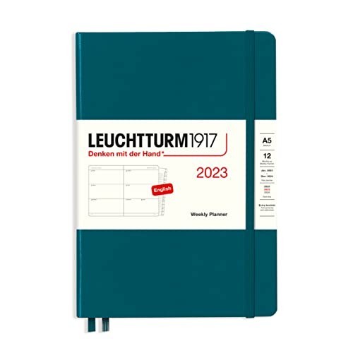 Agenda Settimanale Media A5 2023 con Quaderno Aggiuntivo Verde Pacifico Leuchtturm