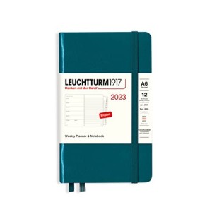 Agenda Settimanale e Taccuino Pocket A6 2023 con Quaderno Aggiuntivo Pacific Green Leuchtturm