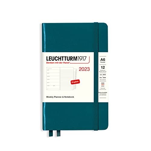 Agenda Settimanale e Taccuino Pocket A6 2023 con Quaderno Aggiuntivo Pacific Green Leuchtturm