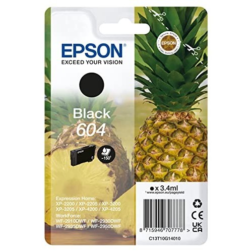 Cartuccia Epson Ananas Originale 604 BK 3,4ml