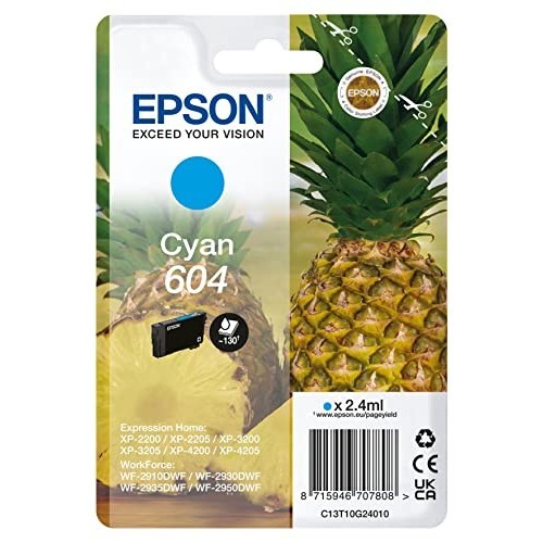 Cartuccia Epson Ananas Originale 604 Cyano 2,4ml