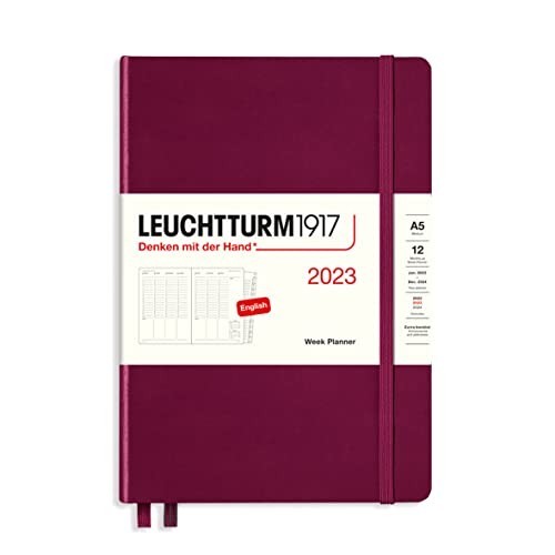 Agenda Planner Settimanale Media A5 2023 con Quaderno Aggiuntivo Port Red Leuchtturm