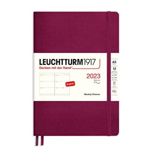 Agenda Settimanale Media A5 2023 con Copertina Morbida Port Red Leuchtturm