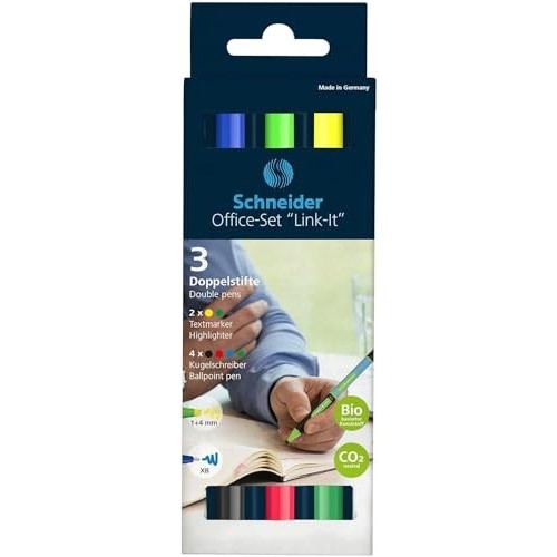 Astuccio Schneider Office-Set Link-It 4 Penne + 2 Evidenziatori