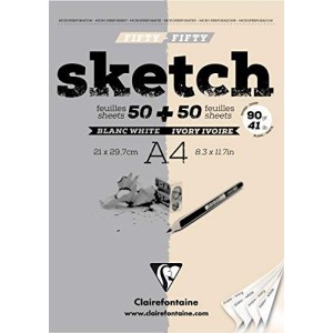 Blocco A4 Sketch 90g 100ff Double Bianco-Avorio Clairefontaine