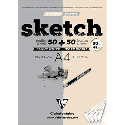 Blocco A4 Sketch 90g 100ff Double Bianco-Avorio Clairefontaine