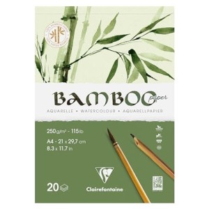 Blocco Bamboo A4 20F incollato 250g Acquarellabile Clairefontaine