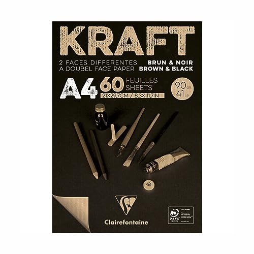 Blocco Incollato Kraft Nero/Marrone A4 60F 90g Double-Side Clairefontaine