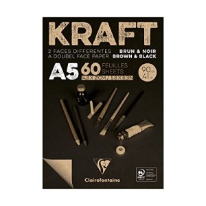 Blocco Incollato Kraft Nero/Marrone A5 60F 90g Double-Side Clairefontaine