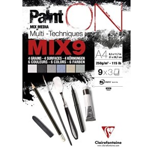 Blocco Paint'On Mix 9 A4 27F incollato 250g 3x9 Colori Clairefontaine