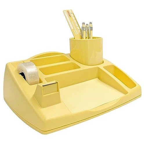 Set Cancelleria Organizer da Scrivania Pastel Giallo con Base Antiscivolo Arda