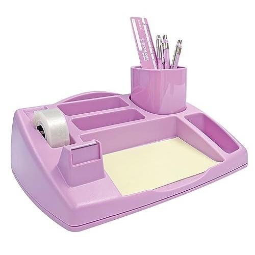 Set Cancelleria Organizer da Scrivania Pastel Viola con Base Antiscivolo Arda