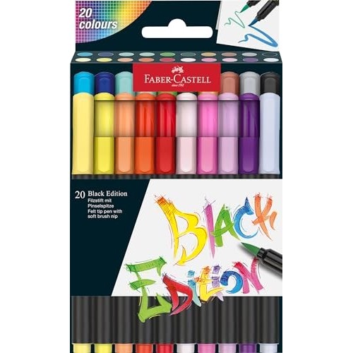 Astuccio 20 Pennarelli Brush Black Edition Faber-Castell