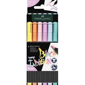 Astuccio 6 Pennarelli Brush Black Edition Pastel Faber-Castell