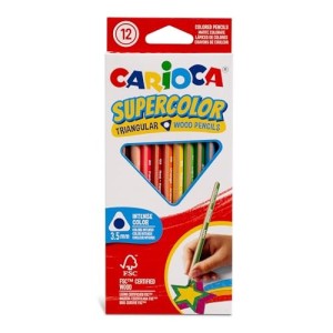 12 Pastelli Carioca Supercolor Triangolari 3,5mm