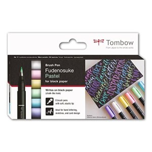 Astuccio 6 Brush Pen Marker Fudenosuke Pastel Effetto Gesso Tombow