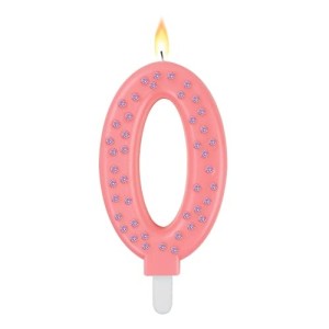 MAXI CAKE CANDLE - NUMBER 0 - PINK