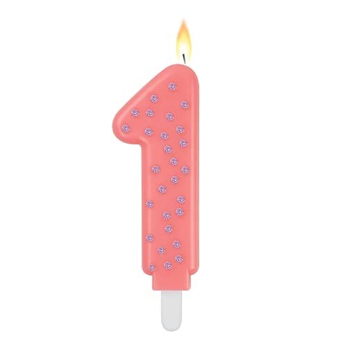 MAXI CAKE CANDLE - NUMBER 1 - PINK