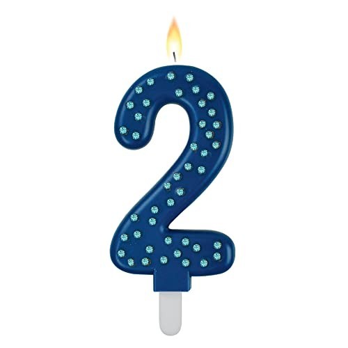 MAXI CAKE CANDLE - NUMBER 2 - BLUE